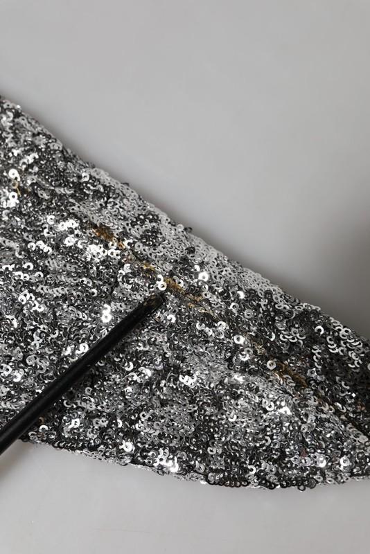 Dolce & Gabbana Silver Sequins Glitter High Heel Boot Women's Shoes Authentic