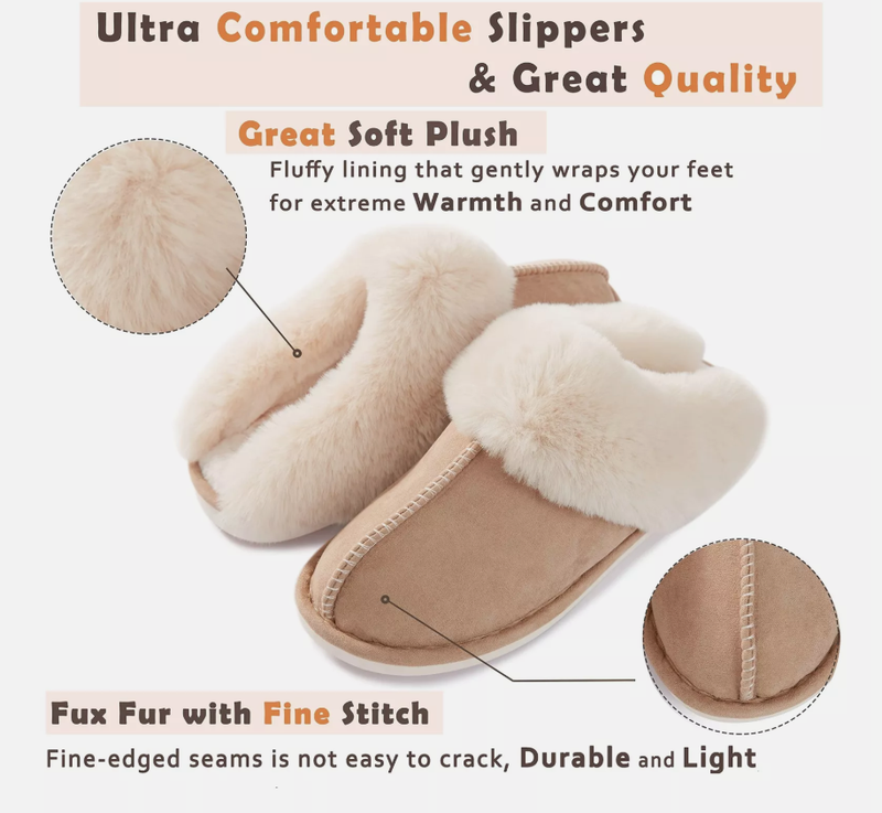 Donpapa Womens Slipper With Memory Foam Fluffy Soft Warm Slip On House Slippe