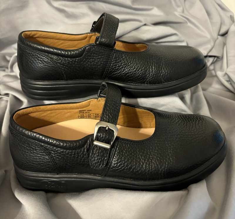 Dr. Comfort Women's Black Merry Jane Leather Shoes 4410 Easy Closure Size 8.5W
