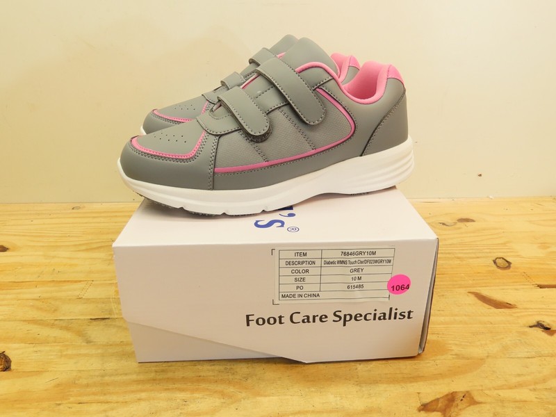 Dr. Leonards Diabetic Womens Size 10m Grey & Pink Slip On Loafers Shoes