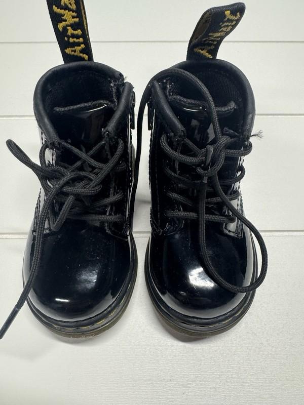 Dr Martens 1460 Toddler Youth Sz 4 Shoes Black Green Patent Leather Combat Boots