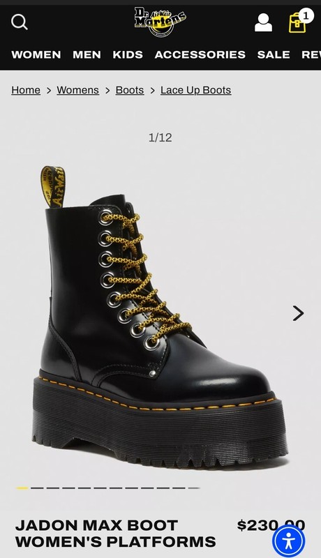 Dr. Martens Jadon Max Platform Boots Lace Zip-Up Smooth Leather Women’s 7 $230