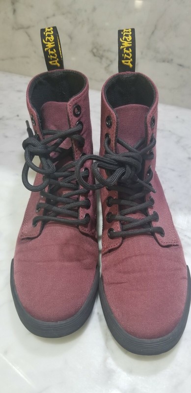DR. MARTENS Shoreditch Red Burgundy Youth Size 1 Girls Canvas Boots