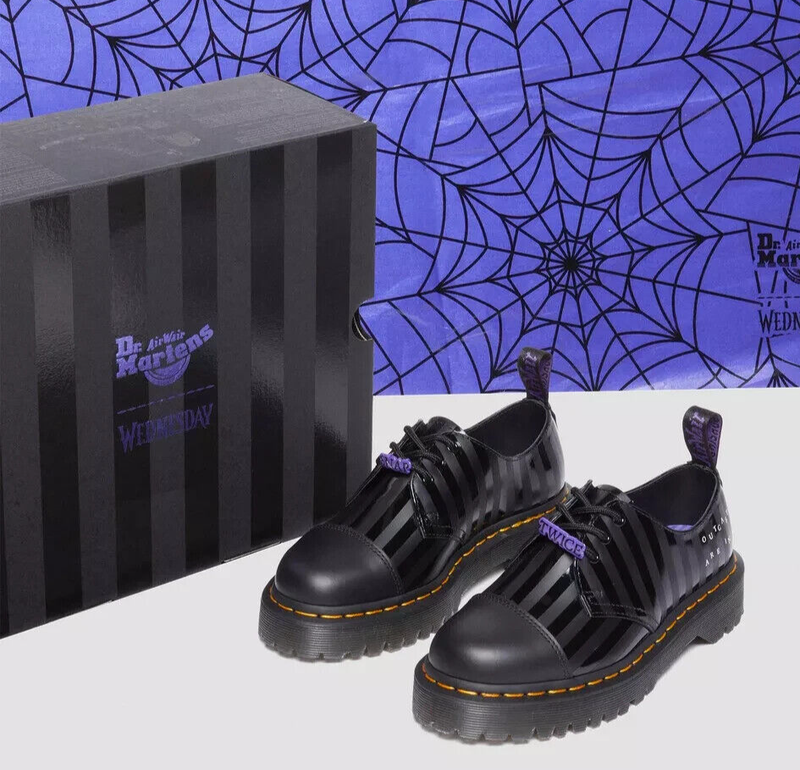 Dr. Martens x Wednesday 1461 Bex Casual Shoe - Black Women Sizes 5 - 12