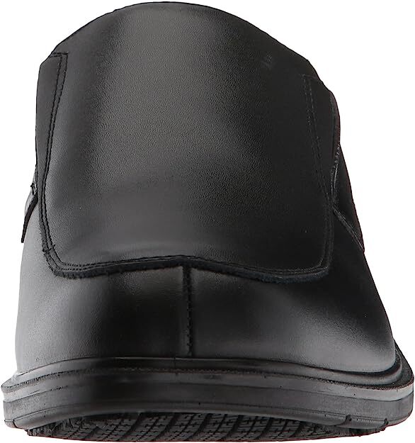 Dr Scholl's Jeff Black Leather Slip On Stacked Heel Rounded Toe Fashion Loafers