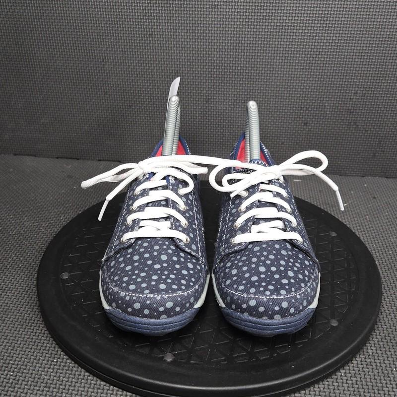 Dr. Scholl's Nessa Shoes Youth Sz 4 Blue White Polka Dotted Comfort Lace Up