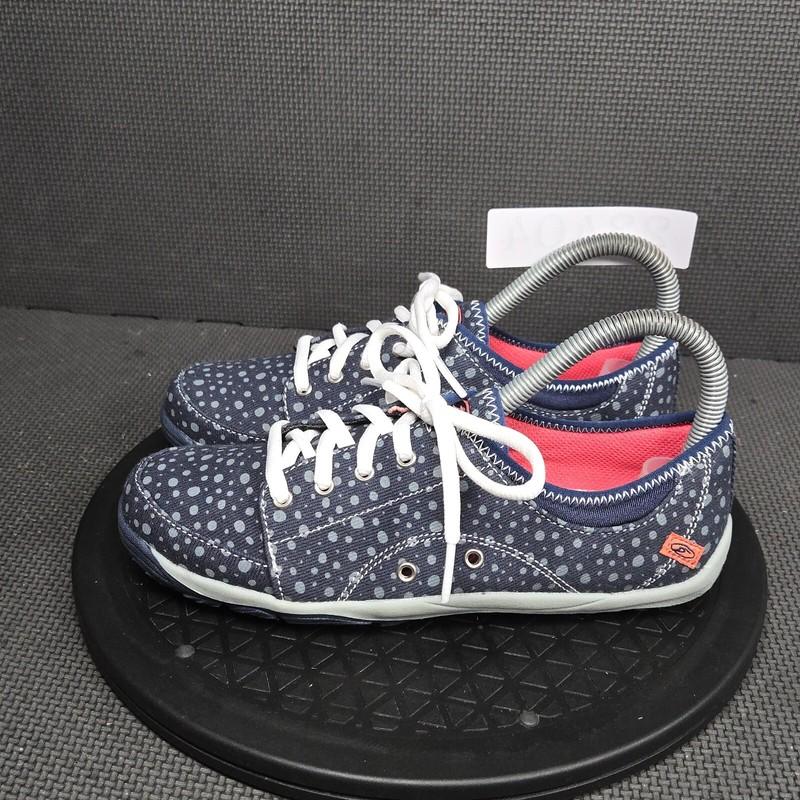 Dr. Scholl's Nessa Shoes Youth Sz 4 Blue White Polka Dotted Comfort Lace Up