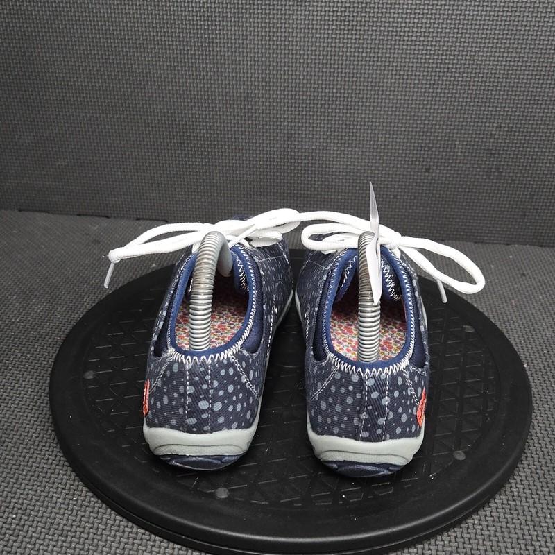 Dr. Scholl's Nessa Shoes Youth Sz 4 Blue White Polka Dotted Comfort Lace Up