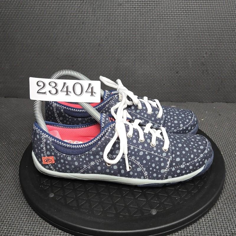 Dr. Scholl's Nessa Shoes Youth Sz 4 Blue White Polka dotted Comfort Lace Up