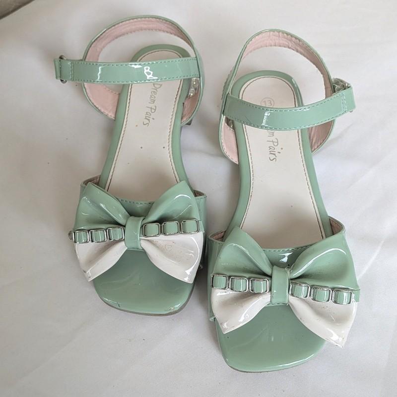 Dream Pairs Girls Mint Green Patent Bow Dress Sandals Size 13