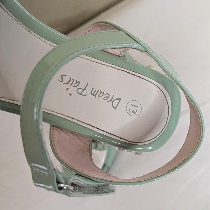 Dream Pairs Girls Mint Green Patent Bow Dress Sandals Size 13