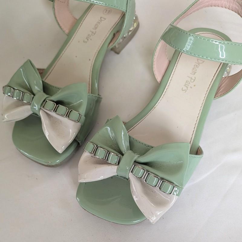 Dream Pairs Girls Mint Green Patent Bow Dress Sandals Size 13