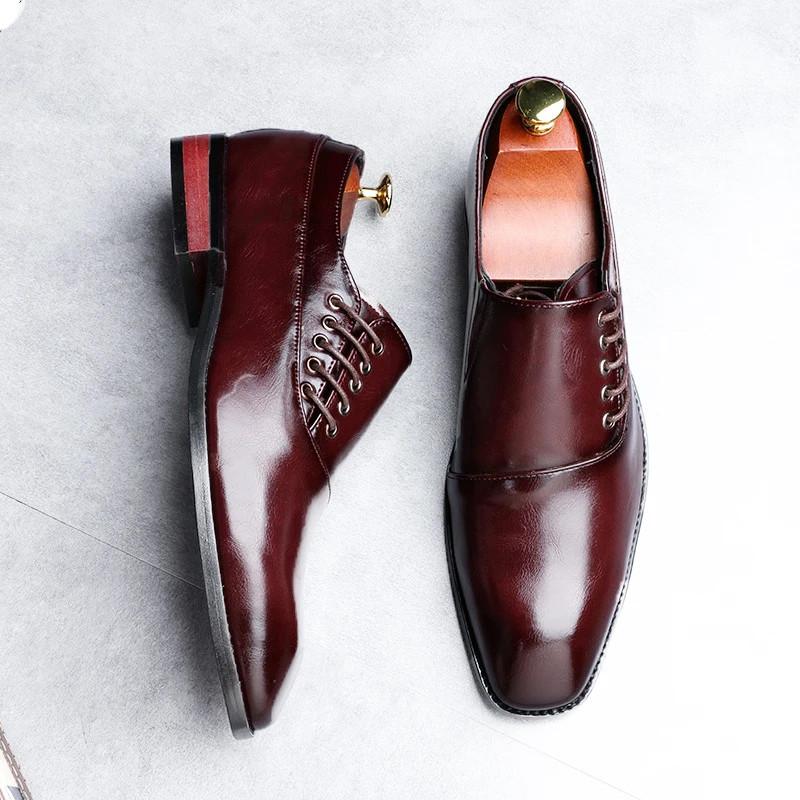 Dress Shoes Oxfords Side Open Lace Up Fashion Designers Men Leather Dress Shoes