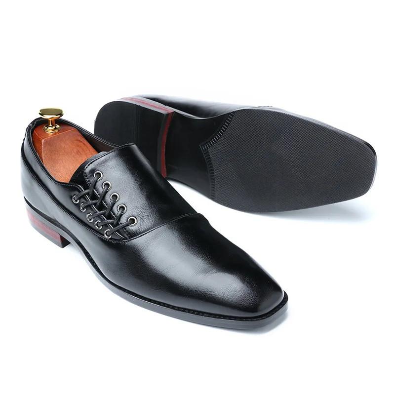 Dress Shoes Oxfords Side Open Lace Up Fashion Designers Men Leather Dress Shoes