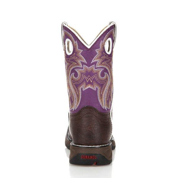 Durango® Youth Girls Lil' Dark Brown & Purple Western Boots BT286