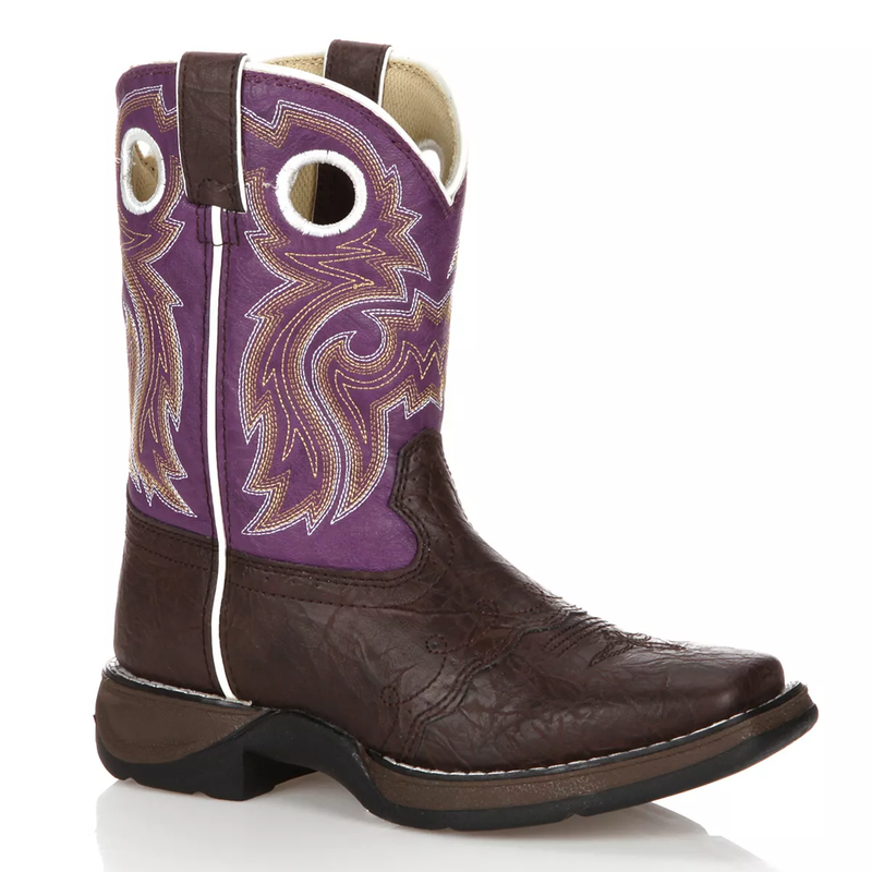 Durango® Youth Girls Lil' Dark Brown & Purple Western Boots BT286