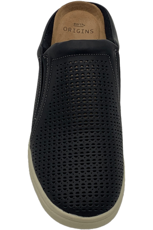 Earth Origins Perforated Leather Slip-On Clogs Emilia Black