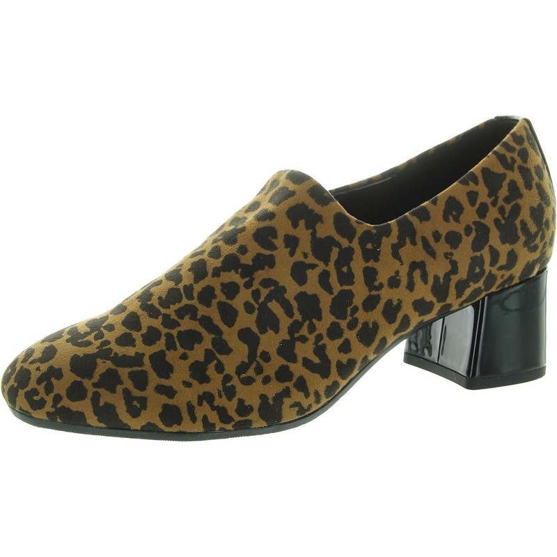 Easy Spirit Womens Black Animal Print Shooties 10 Wide (C D W) BHFO 4221