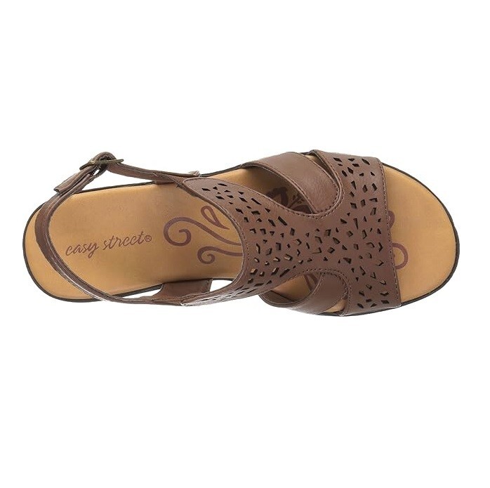 Easy Street Womens 6.5 M Brown Bolt Slingback Strappy Flat Sandal NIB ZK2