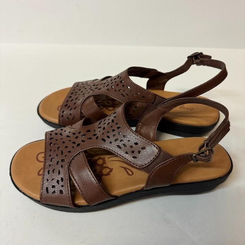 Easy Street Womens 6.5 M Brown Bolt Slingback Strappy Flat Sandal NIB ZK2