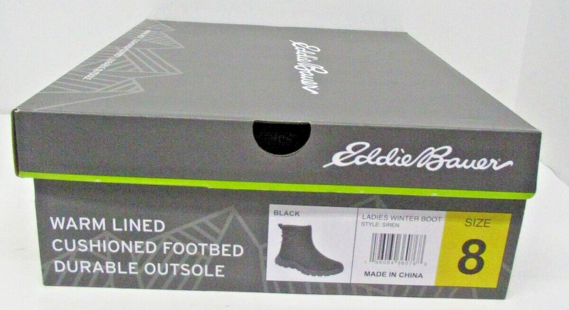 Eddie Bauer Ladies Warm Lined Cushioned Footbed Siren Black Winter Boot Size 8