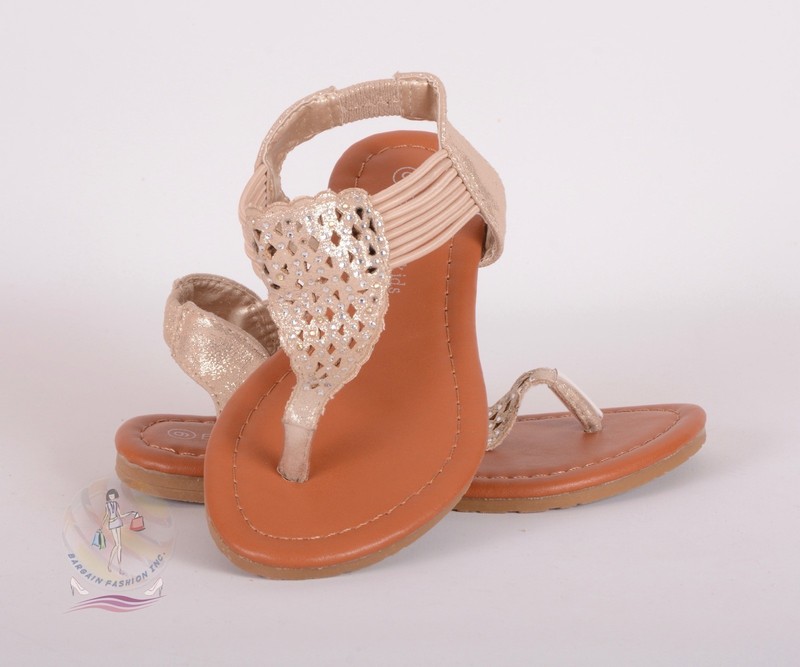 Eddie Marc Girls Gold Embellished Laser Cut Sandals Sz 9 US / 25 EU $29 NWOB