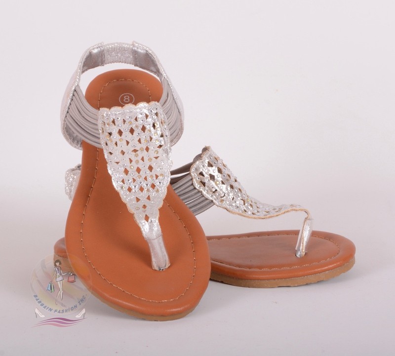 Eddie Marc Girls Silver Embellished Laser Cut Sandals Sz 8 US / 24 EU $29 NWOB