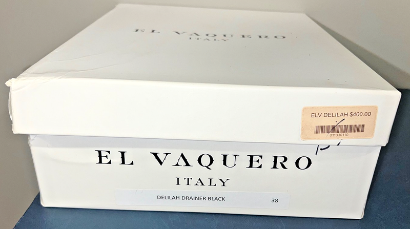 EL VAQUERO DELILAH DRAINER BLACK SIZE Euro 38 / US 7 - 7.5 NIB BOOTS NEW ITALY