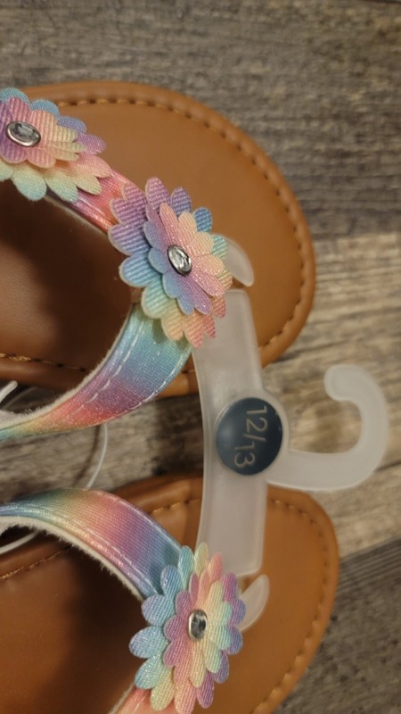 Elli Girls Sz 12/13 Pink Blue Flower Strap Flip Flop Sandals Shoes NWT