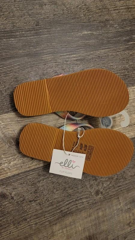Elli Girls Sz 12/13 Pink Blue Flower Strap Flip Flop Sandals Shoes NWT