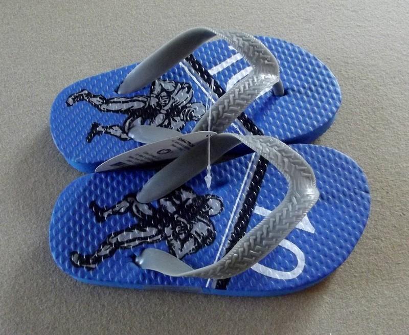 Empire Little Boys Sport-Theme Flip-Flop Sandals "Football" Size (L 1-2) NWT