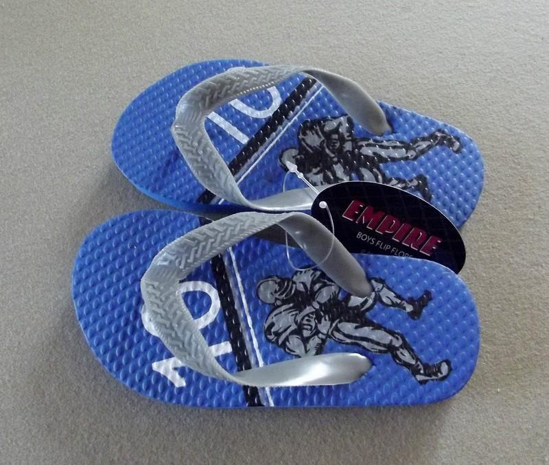 Empire Little Boys Sport-Theme Flip-Flop Sandals "Football" Size (L 1-2) NWT