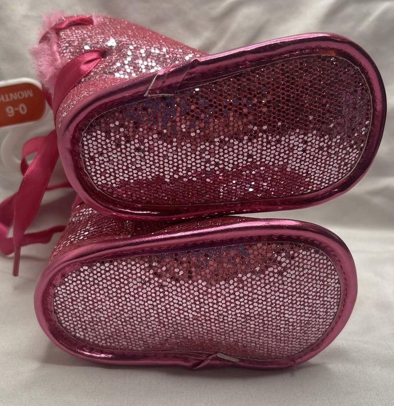 Esprit Glittery Pink Boots Infant Size 0-6 Months Soft Soles NWT