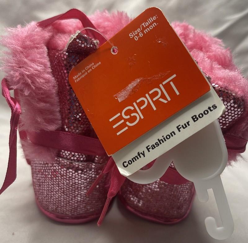 Esprit Glittery Pink Boots Infant Size 0-6 Months Soft Soles NWT