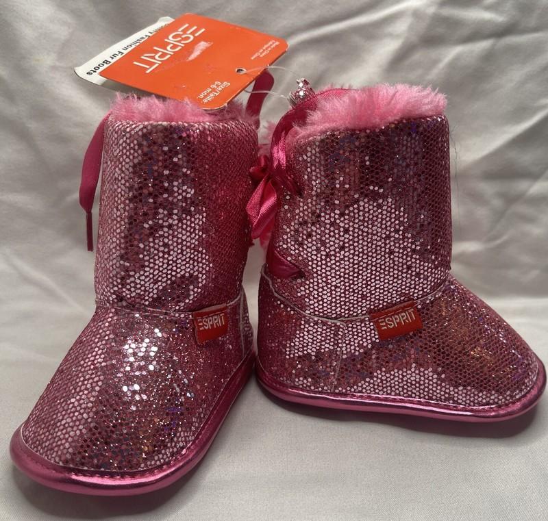 Esprit Glittery Pink Boots Infant Size 0-6 Months soft soles NWT