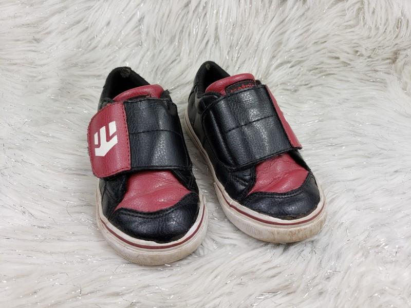 ETNIES Black Dark Red Easy On Casual Skate Shoes Toddler Kids Size US 9 EUR 26