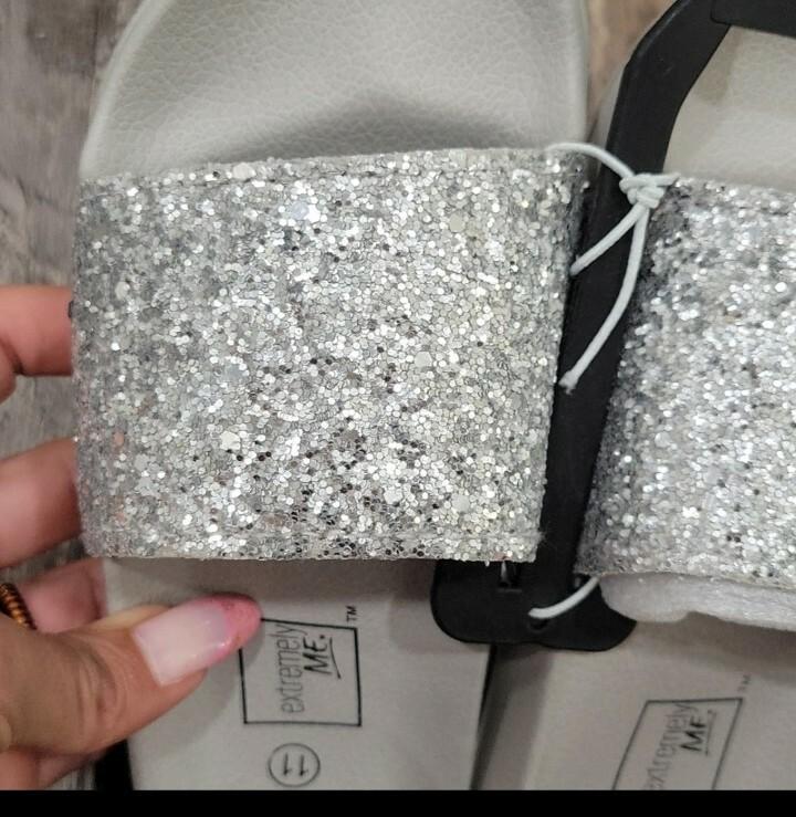 Extremely Me Girls Silver Glitter Slides NEW Varies Sizes
