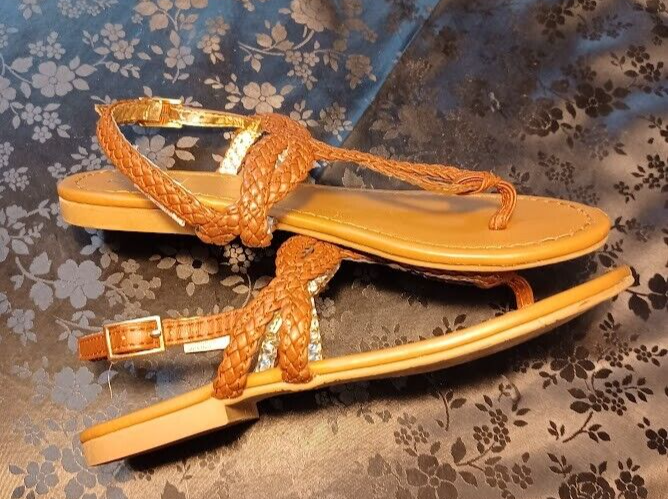 Faded Glory - Brown Leather Flip Flops Sandals - Size 2