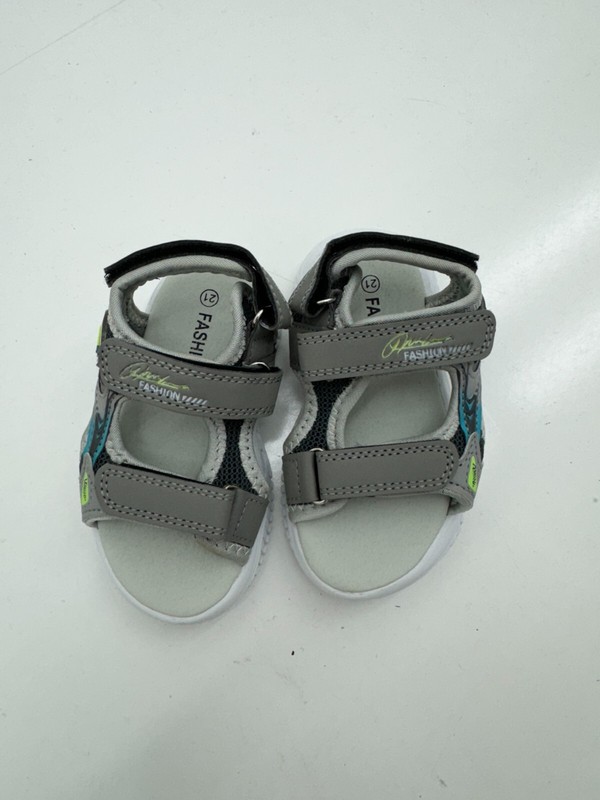 Fashion Gray Hook & Eye Strap Slip On Sandals Babies Size 5