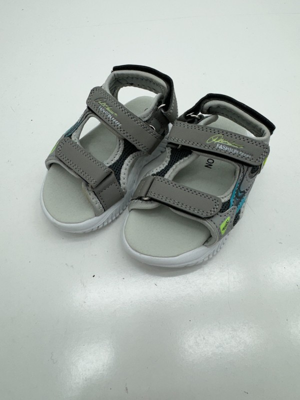 Fashion Gray Hook & Eye Strap Slip On Sandals Babies Size 5