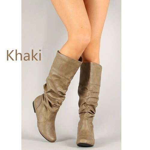 Fashion Wedge Shoes Women's Autumn Flat Soft Bottom Leather Boots Shoes