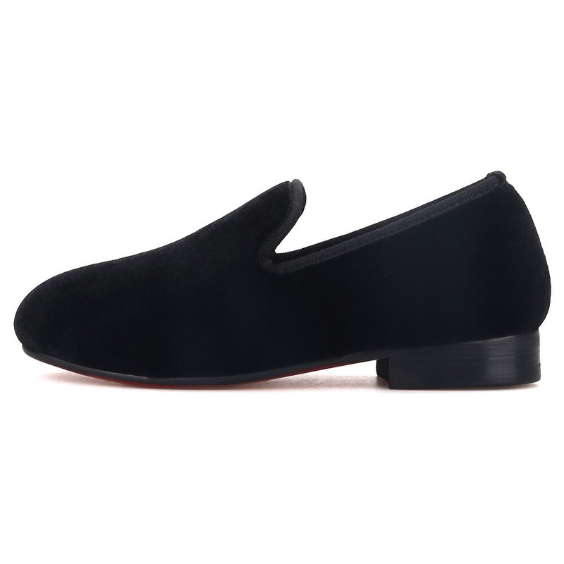 FERUCCI Kids Black Plain Velvet Loafer Wedding Gala Partys Tie Event Special