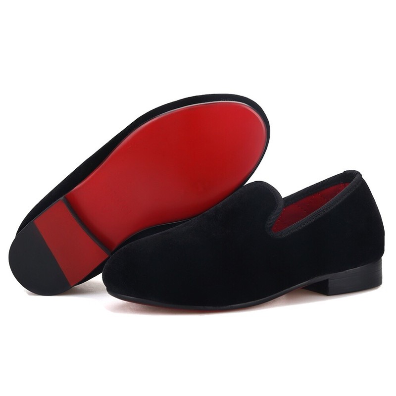 FERUCCI Kids Black Plain Velvet Loafer Wedding Gala Partys Tie Event Special