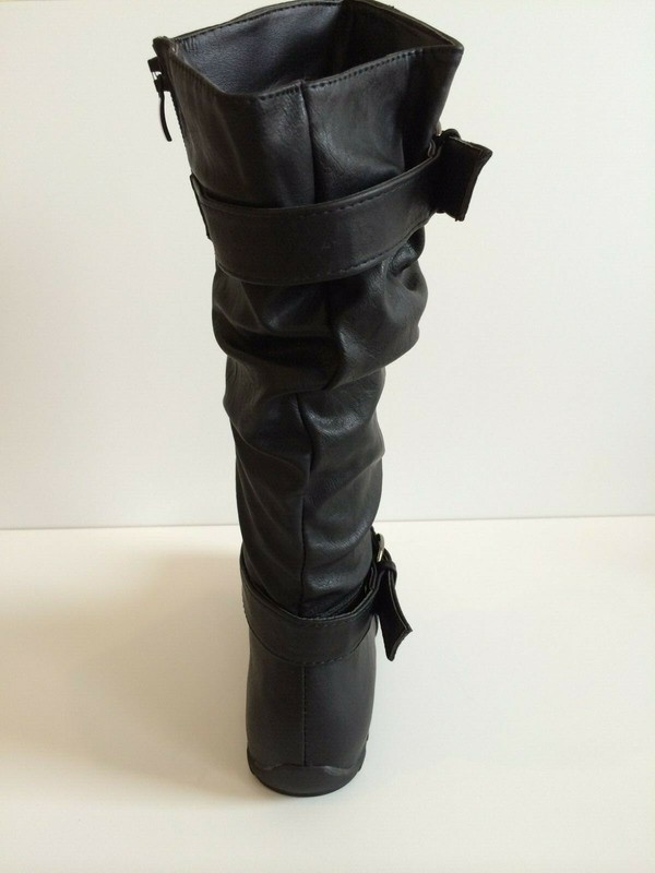 Final Fashion High Quality Knee High Black Women's Flat Faux Leather Boots