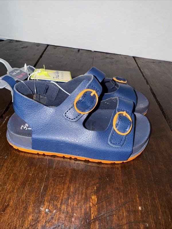 First Step By Stepping Stones Sandals Boys Sz 10 Double Strap Shoes Navy NEW