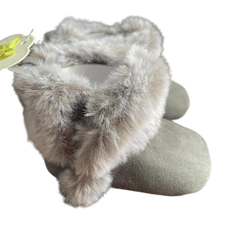 First Steps Faux Fur Infant Booties Baby Shoes Size 3-6 Months Gray New W/Tag