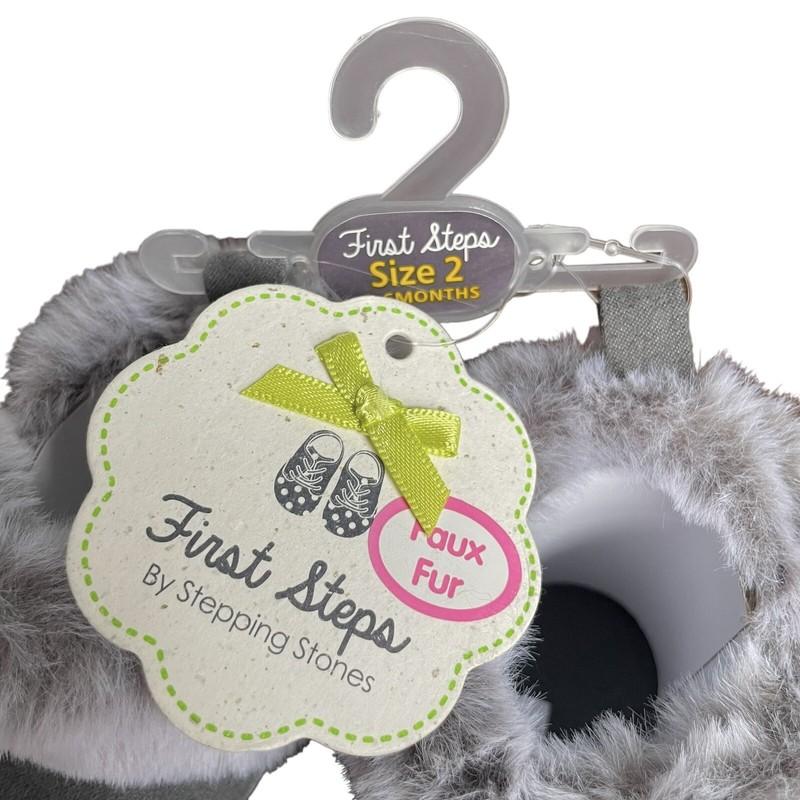 First Steps Faux Fur Infant Booties Baby Shoes Size 3-6 Months Gray New W/Tag