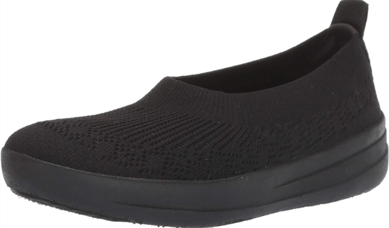 FitFlop Womens Uberknit All BLACK Slip on Ballerina Flats Shoes NEW Choose size