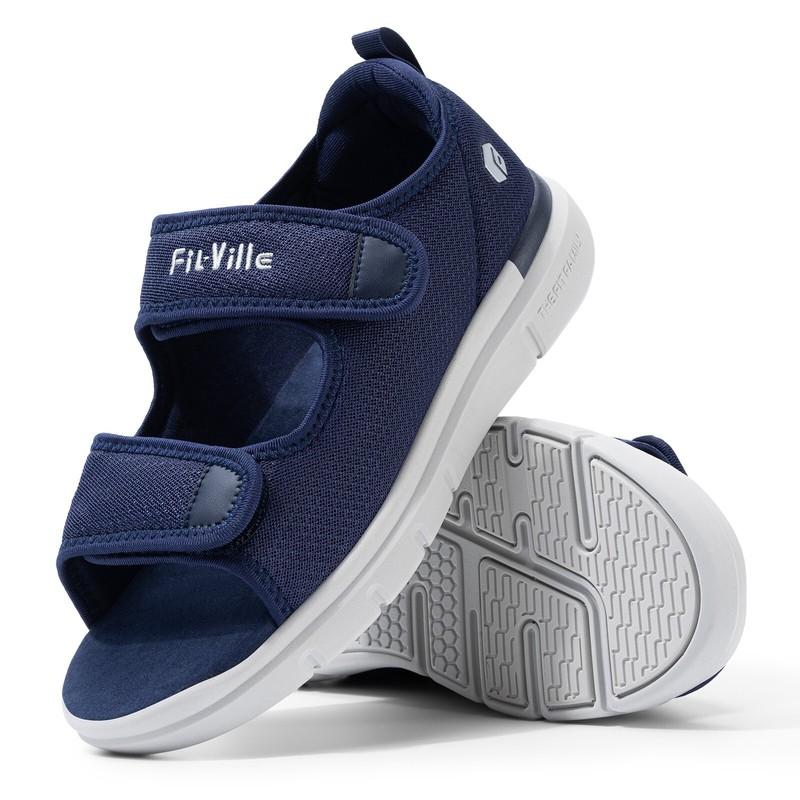 FitVille Men's Diabetic Sandals Wide Width Arch Support Adjustable Swollen Feet