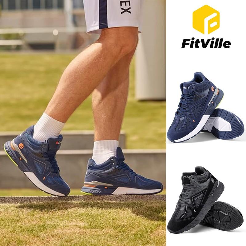 FitVille Men's High-top Sneakers Extra Wide Basketball Shoes w/ Ankle Support